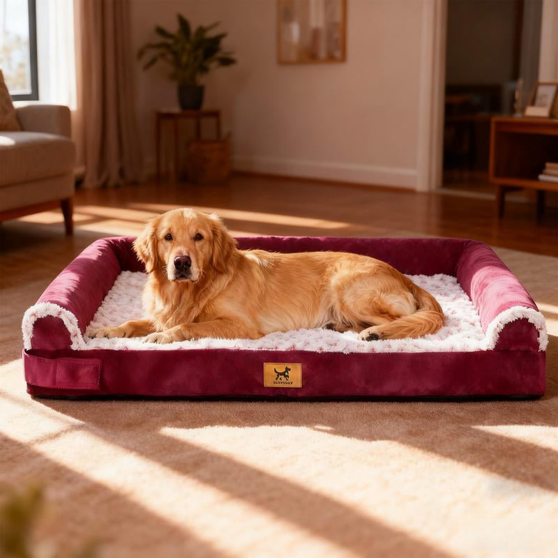 Ultimate Comfort for Your Furry Friend: PAWPUBBY Extra Large Orthopedic Memory Foam Dog Bed with Waterproof Bolster Couch