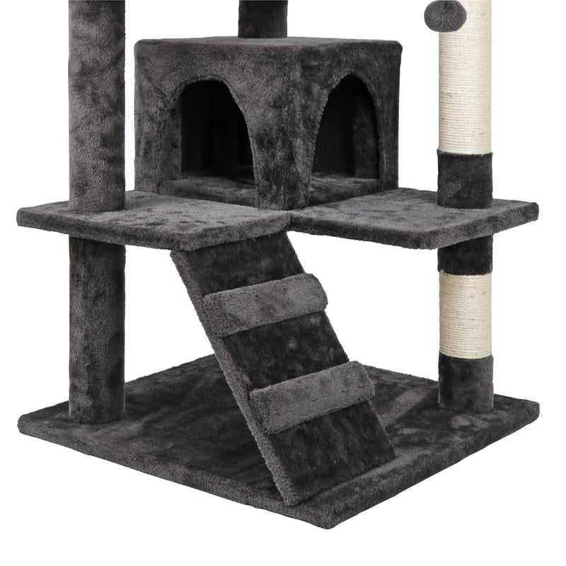 NOVA 53-Inch Dark Gray Cat Tree Tower Condo with Scratching Posts - Perfect Playhouse for Your Feline Friends