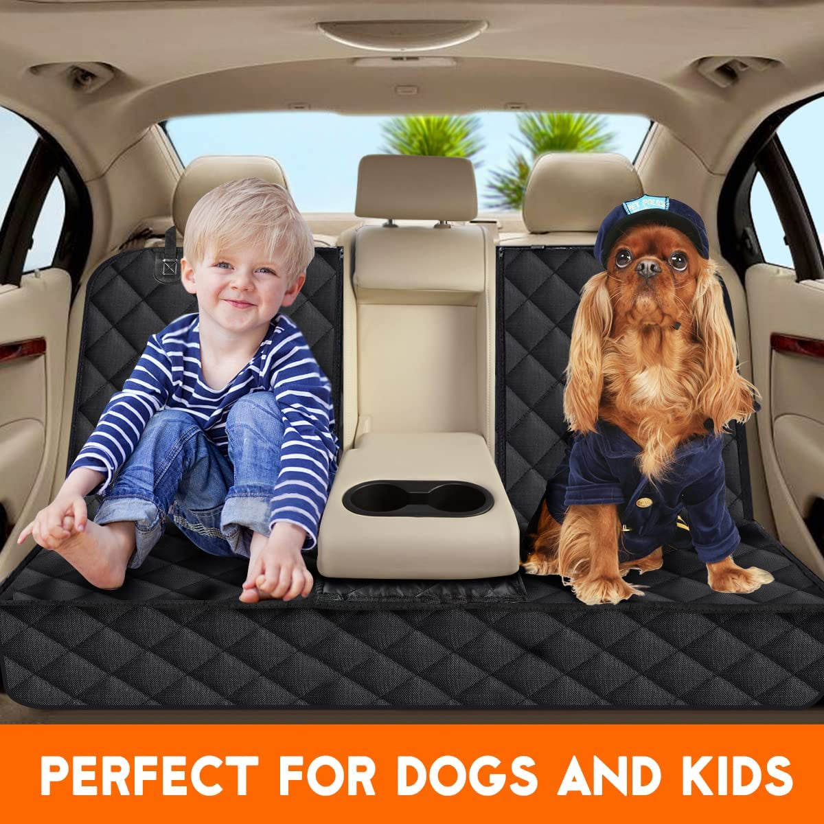 Ultimate Dog Car Seat Cover - Waterproof, Non-Slip Protector for Back Seat - Fits Most Cars, Trucks & SUVs - Black