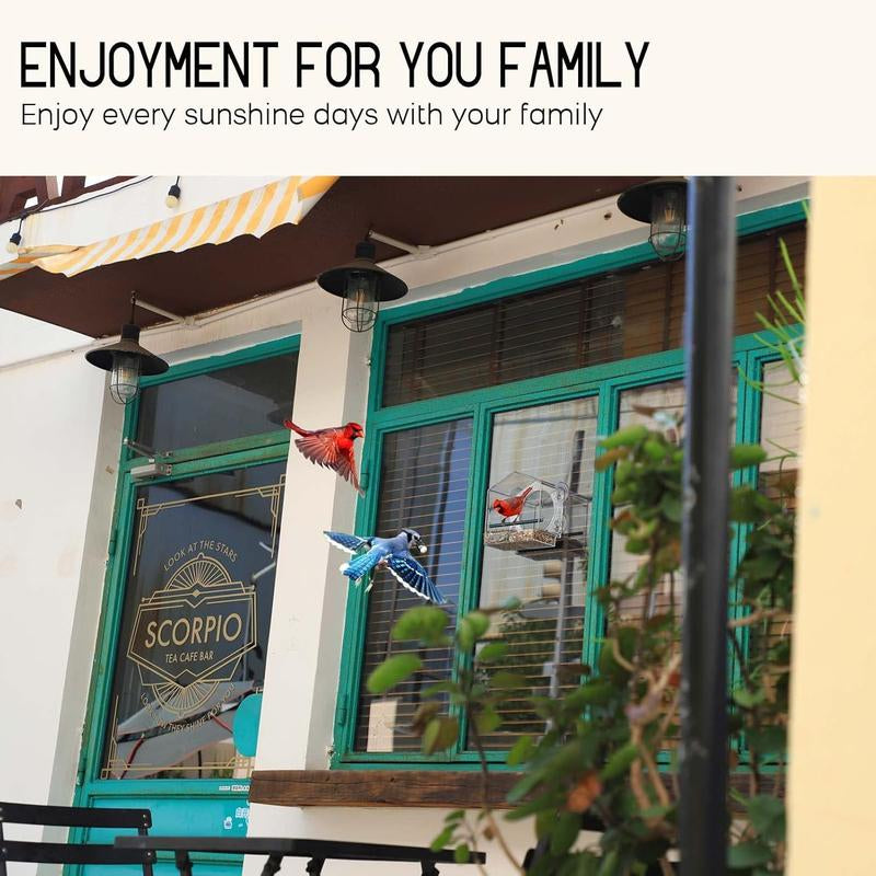 Window Bird Feeder for outside with Strong Suction Cups, Fits for Cardinals, Finches, Chickadees Etc.