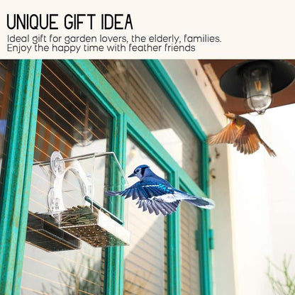Window Bird Feeder for outside with Strong Suction Cups, Fits for Cardinals, Finches, Chickadees Etc.