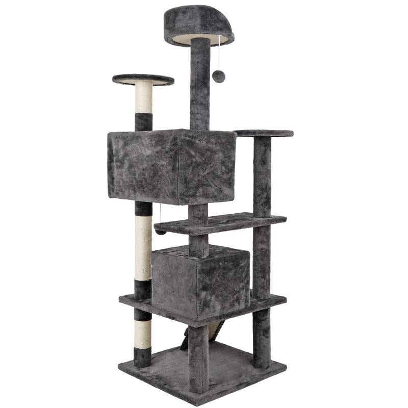 NOVA 53-Inch Dark Gray Cat Tree Tower Condo with Scratching Posts - Perfect Playhouse for Your Feline Friends