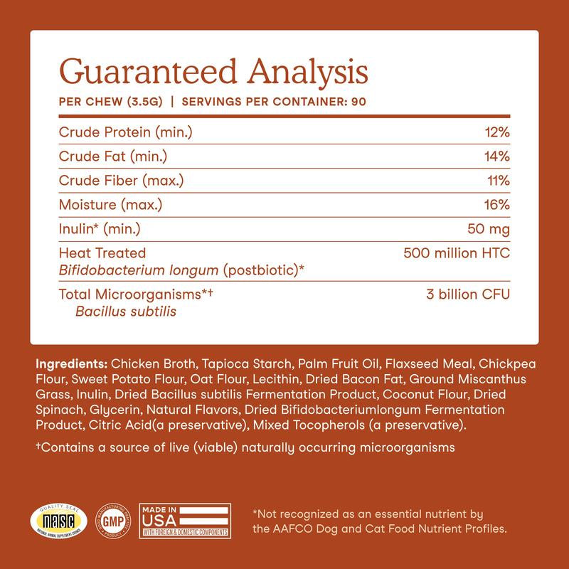 Probiotics Soft Chews for Dogs, Pre-Pro-Postbiotic Supplement for Dogs