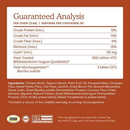 Probiotics Soft Chews for Dogs, Pre-Pro-Postbiotic Supplement for Dogs