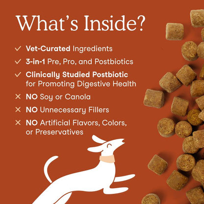 Probiotics Soft Chews for Dogs, Pre-Pro-Postbiotic Supplement for Dogs