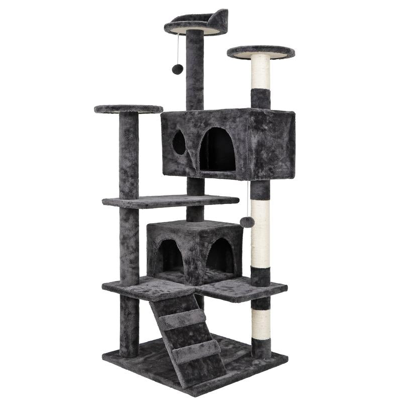 NOVA 53-Inch Dark Gray Cat Tree Tower Condo with Scratching Posts - Perfect Playhouse for Your Feline Friends