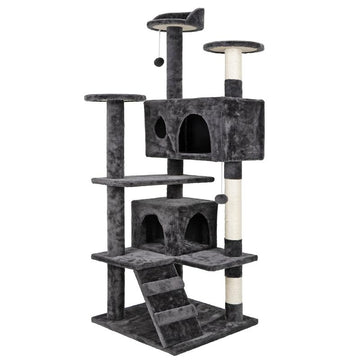 NOVA 53-Inch Dark Gray Cat Tree Tower Condo with Scratching Posts - Perfect Playhouse for Your Feline Friends