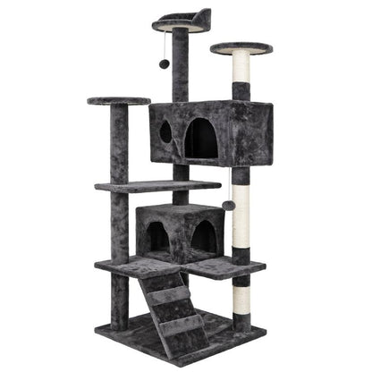 NOVA 53-Inch Dark Gray Cat Tree Tower Condo with Scratching Posts - Perfect Playhouse for Your Feline Friends
