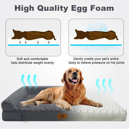 Ultimate Comfort for Your Furry Friend: PAWPUBBY Extra Large Orthopedic Memory Foam Dog Bed with Waterproof Bolster Couch