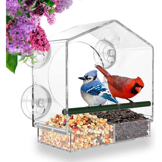 Window Bird Feeder for outside with Strong Suction Cups, Fits for Cardinals, Finches, Chickadees Etc.