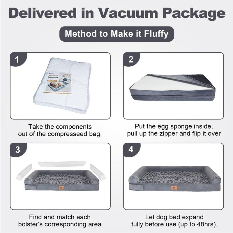 Ultimate Comfort for Your Furry Friend: PAWPUBBY Extra Large Orthopedic Memory Foam Dog Bed with Waterproof Bolster Couch