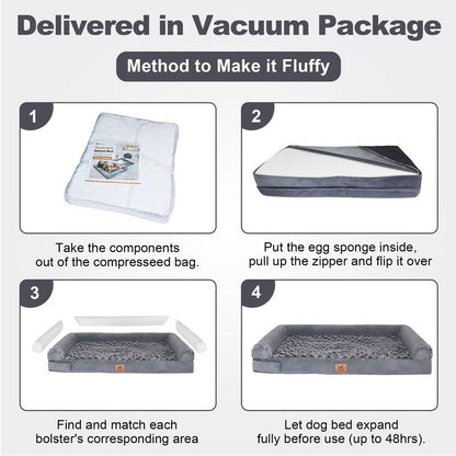 Ultimate Comfort for Your Furry Friend: PAWPUBBY Extra Large Orthopedic Memory Foam Dog Bed with Waterproof Bolster Couch