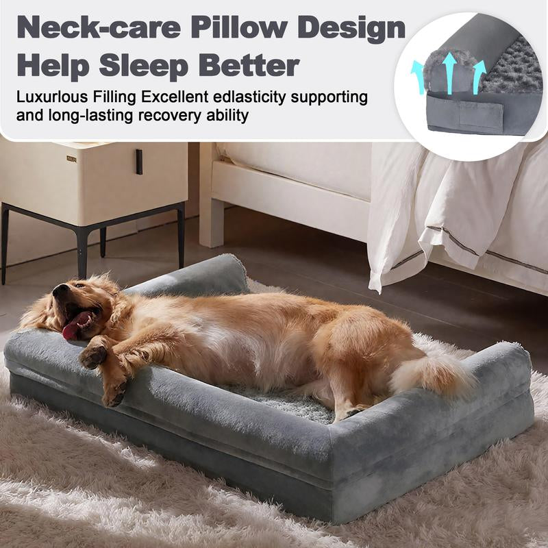 Ultimate Comfort for Your Furry Friend: PAWPUBBY Extra Large Orthopedic Memory Foam Dog Bed with Waterproof Bolster Couch